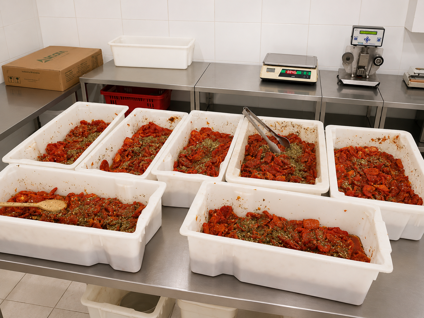 Processo de tempero do tomate seco
