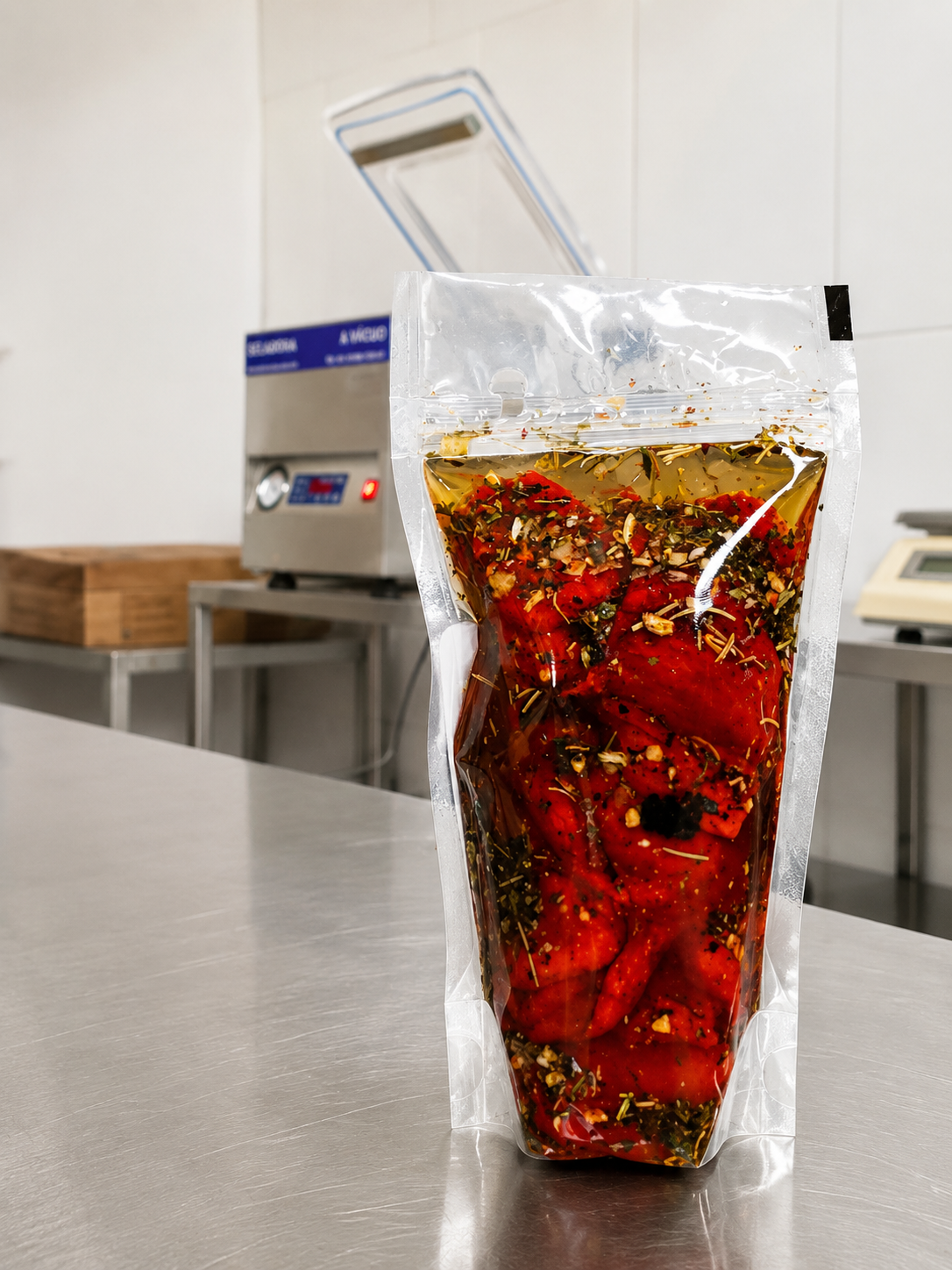 Tomate seco temperado em embalagem stand-up